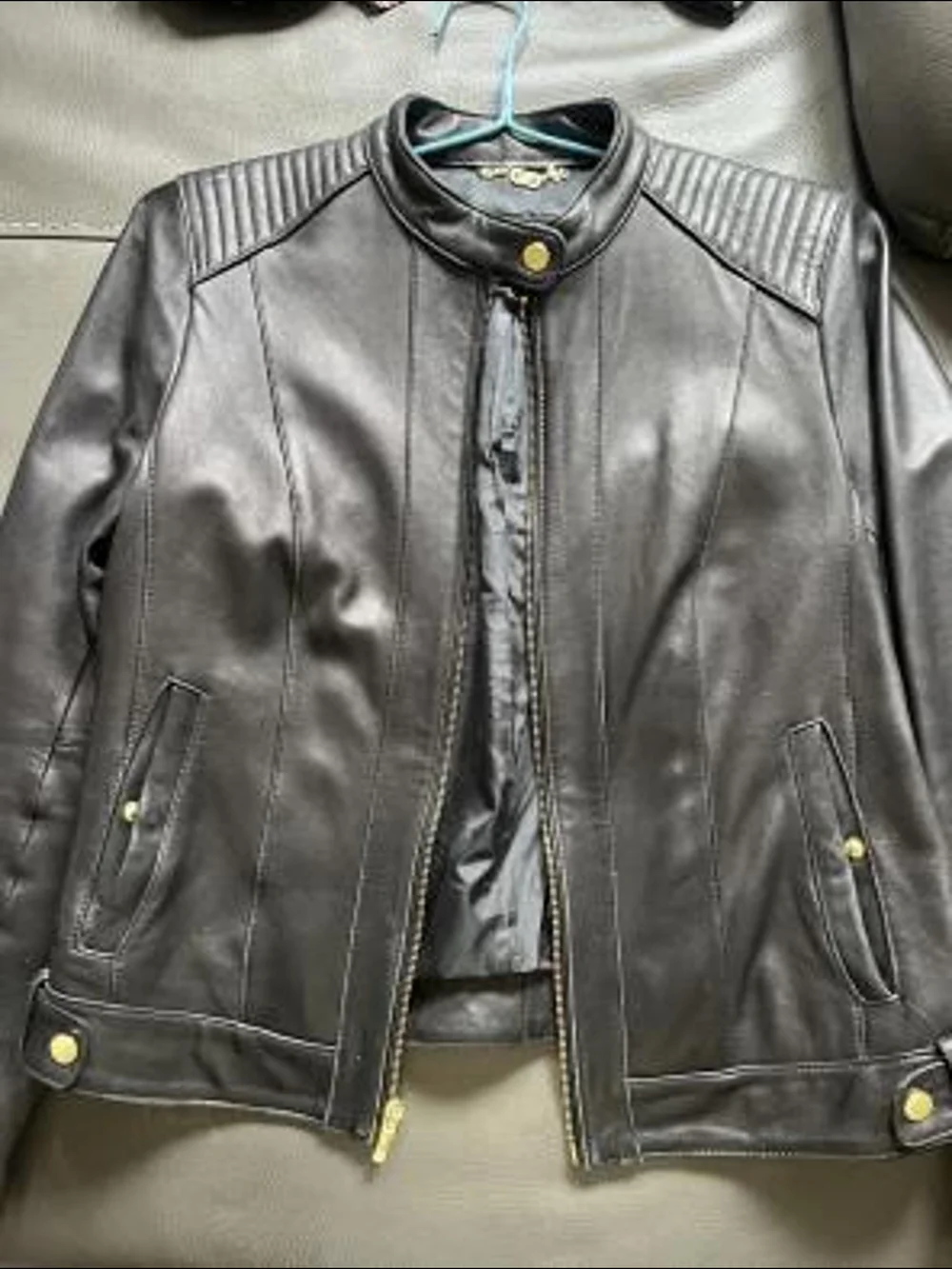 Cole Haan Black Leather Moto Jacket